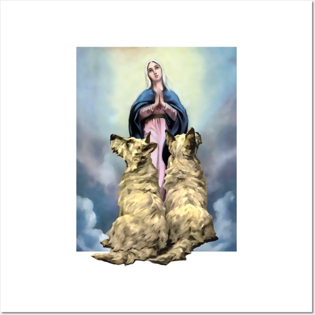 Dogs watch the Mother of Jesus Santa Maria Wall Art by Marccelus
